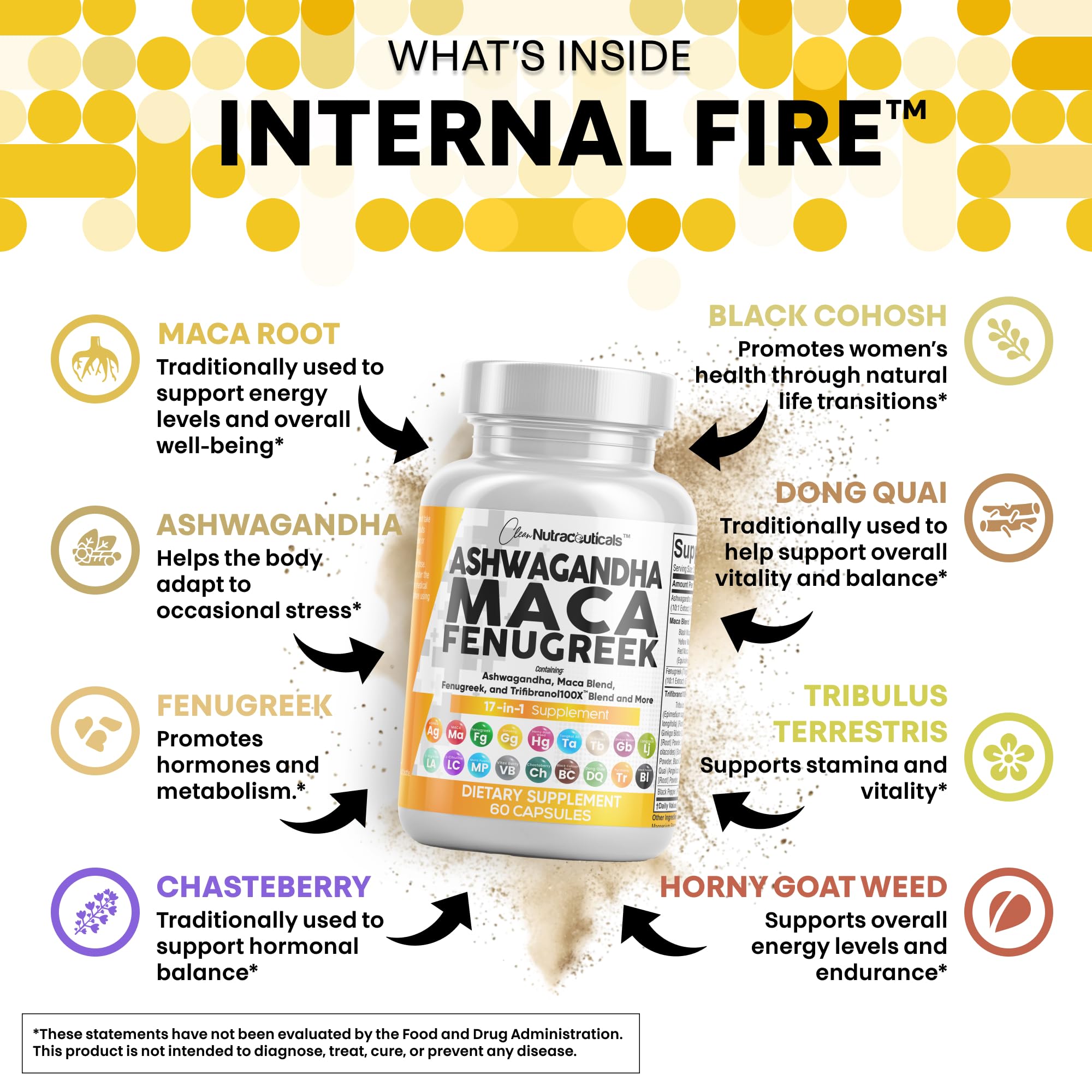 Maca root powders in black, red, and yellow varieties