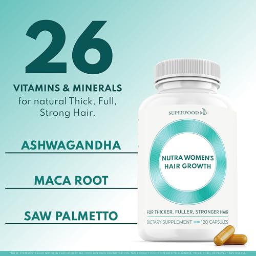 Maca root, saw palmetto and ashwagandha ingredients for hair growth
