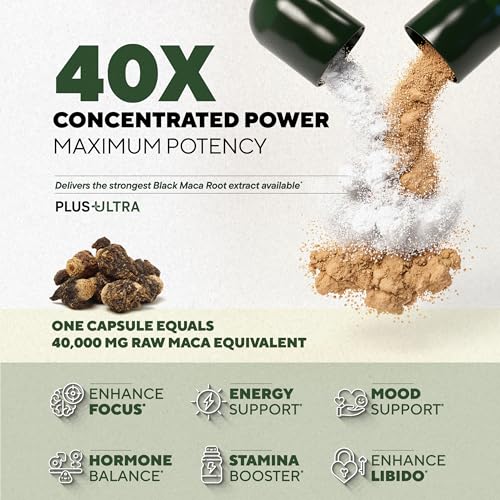MACAPLUS+ Black Maca 40x Strength capsules close-up