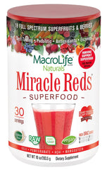 Front label of MacroLife Naturals Miracle Reds 30-serving container
