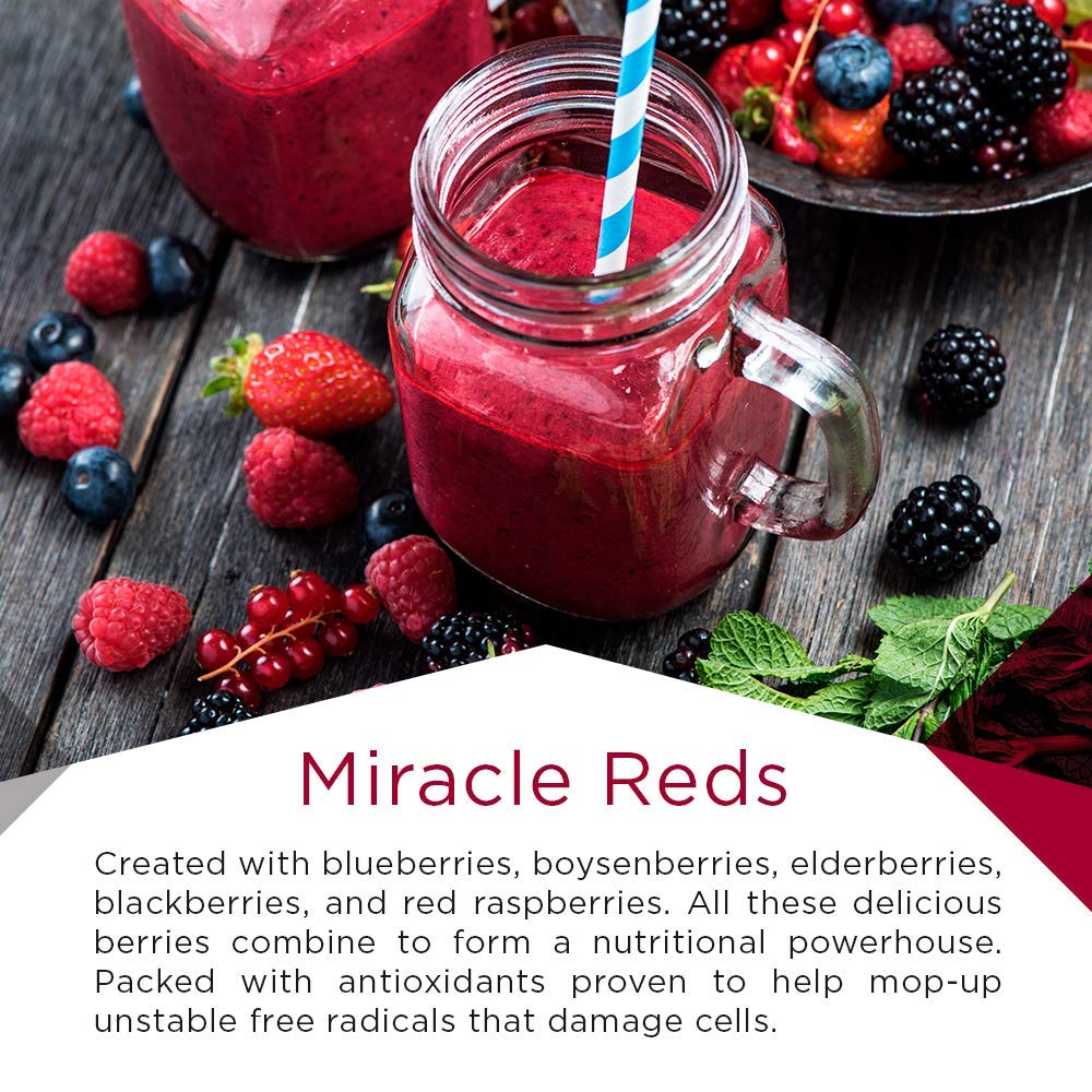 Ingredients and nutrition panel of Miracle Reds