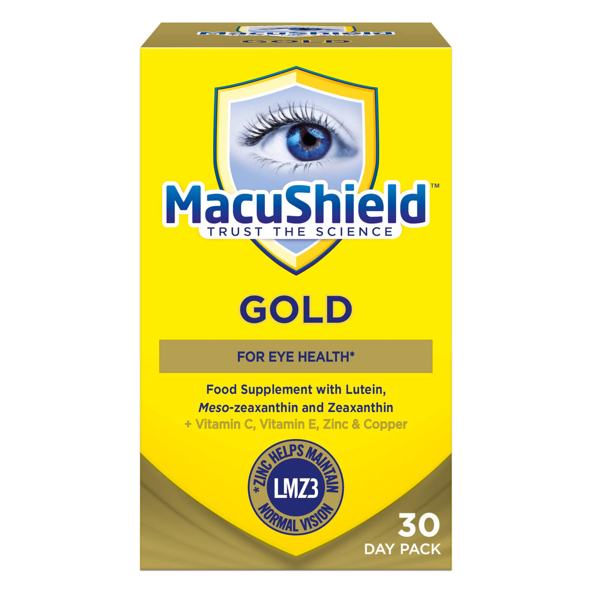 Macu Shield Gold bottle with 90 capsules