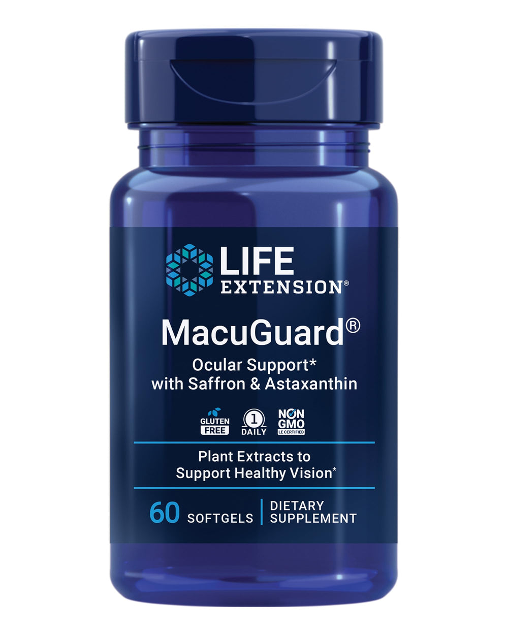 Life Extension MacuGuard Ocular Support bottle with 60 softgels