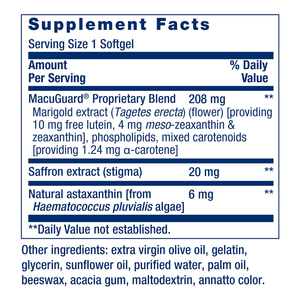 Diagram of lutein, zeaxanthin and meso-zeaxanthin macular nutrients