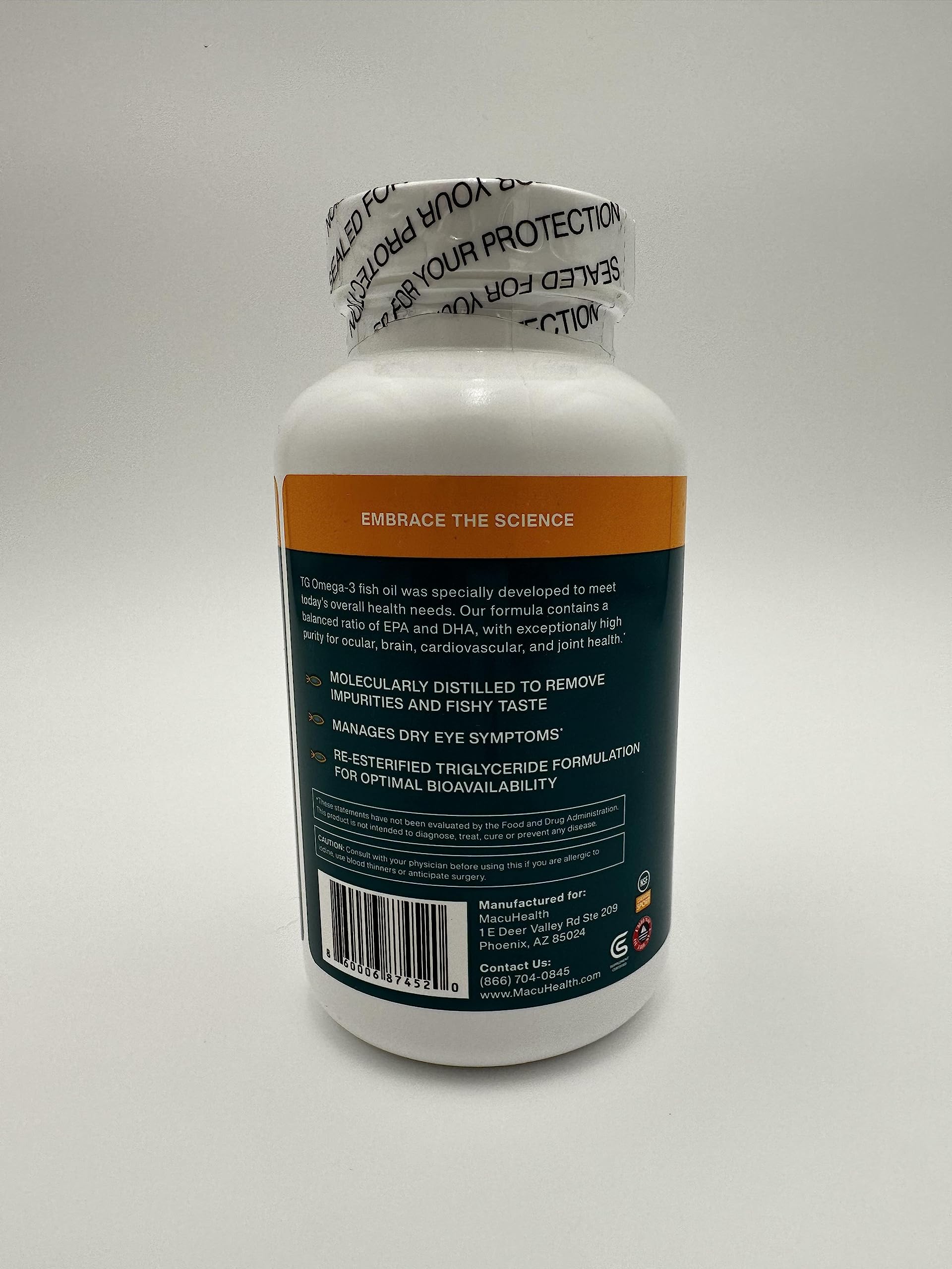 Brand and product photography of Macuhealth Omega-3