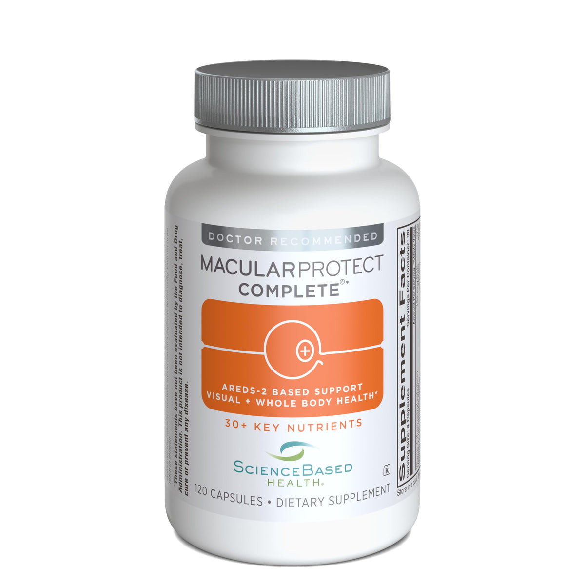 Hero shot of MacularProtect Complete bottle and capsules