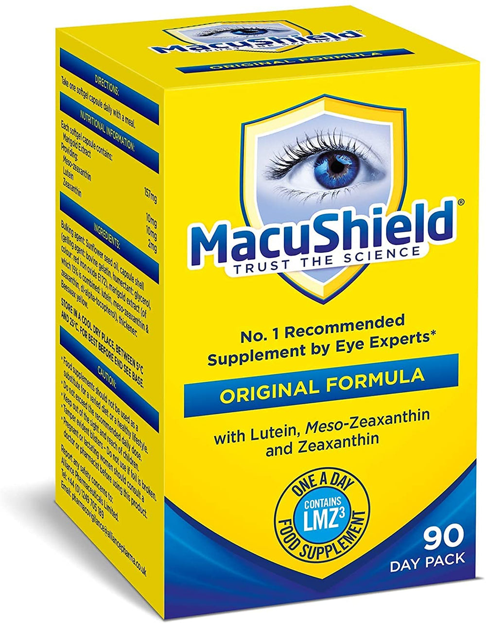 Macushield 90 capsules back nutrition panel