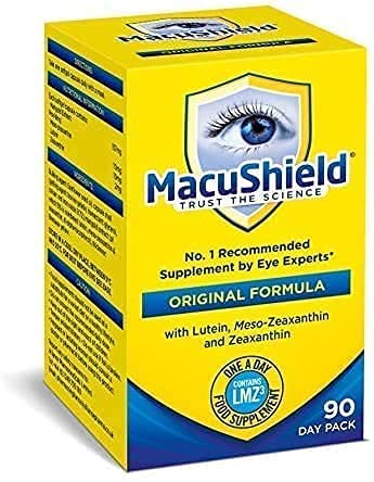 Macushield Eye Supplement bottle beside its box