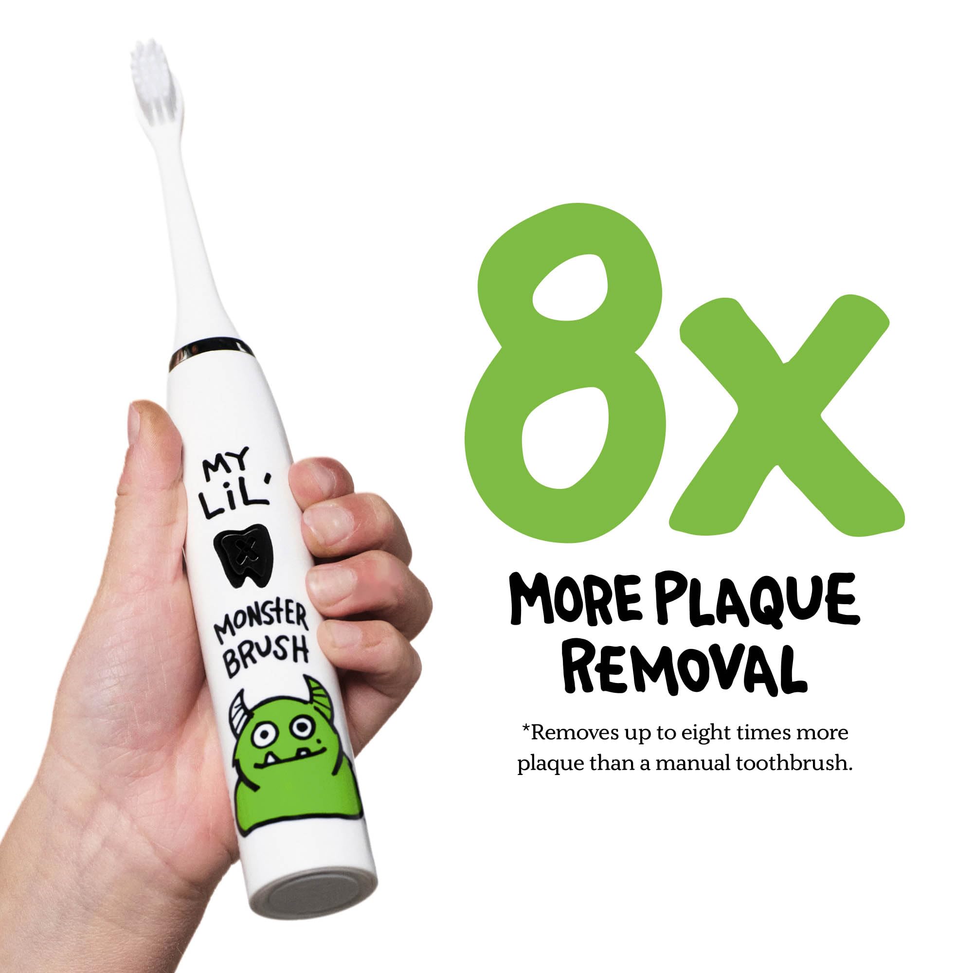 Side view of monster design kids toothbrush