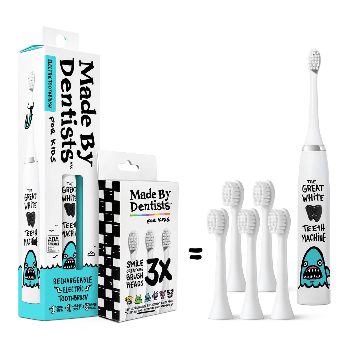 Shark-themed kids electric toothbrush with ergonomic handle
