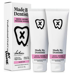 Packaging for Made by Dentists Sensitive + Whitening Toothpaste