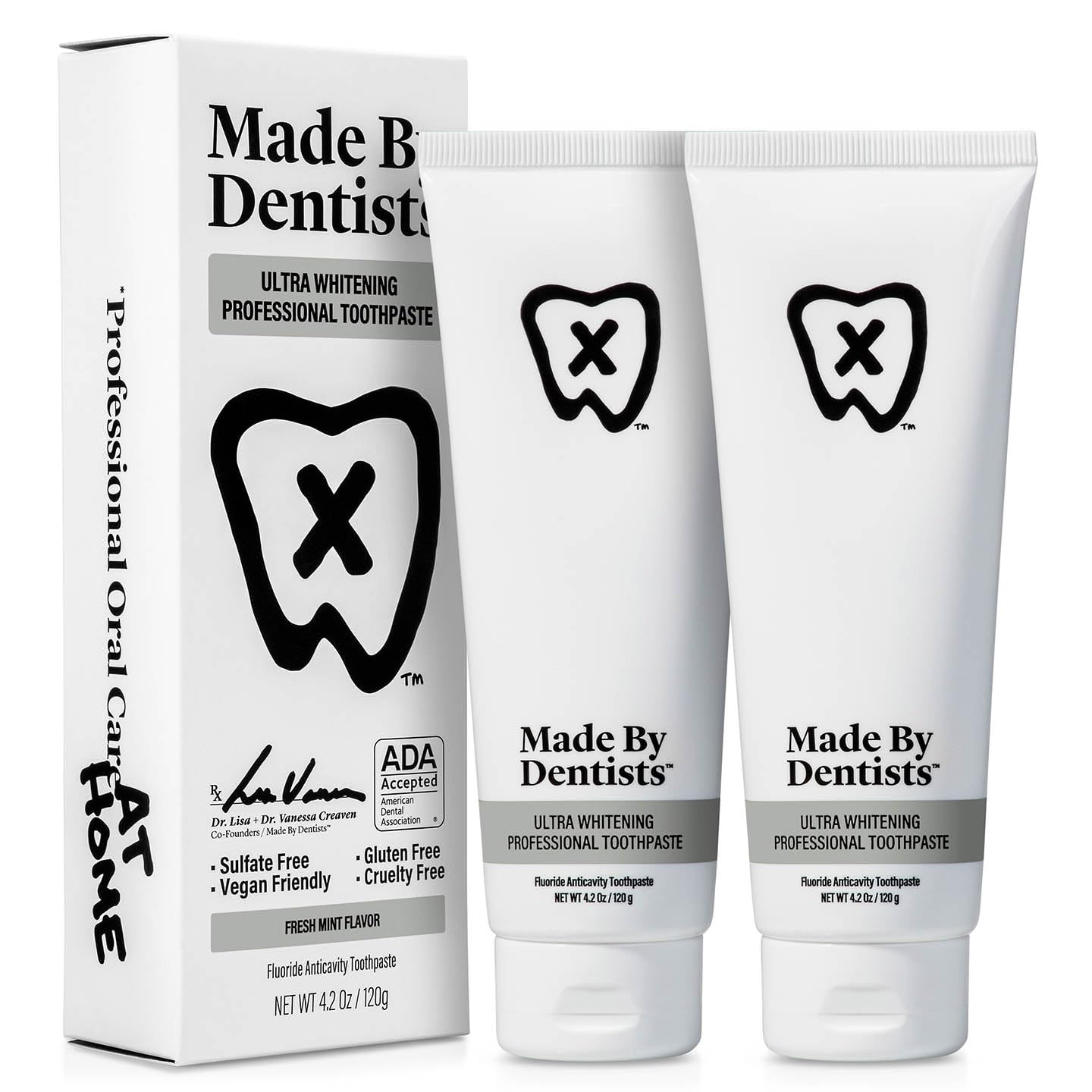 Made by Dentists Ultra Whitening Toothpaste 2-Pack packaging and tubes