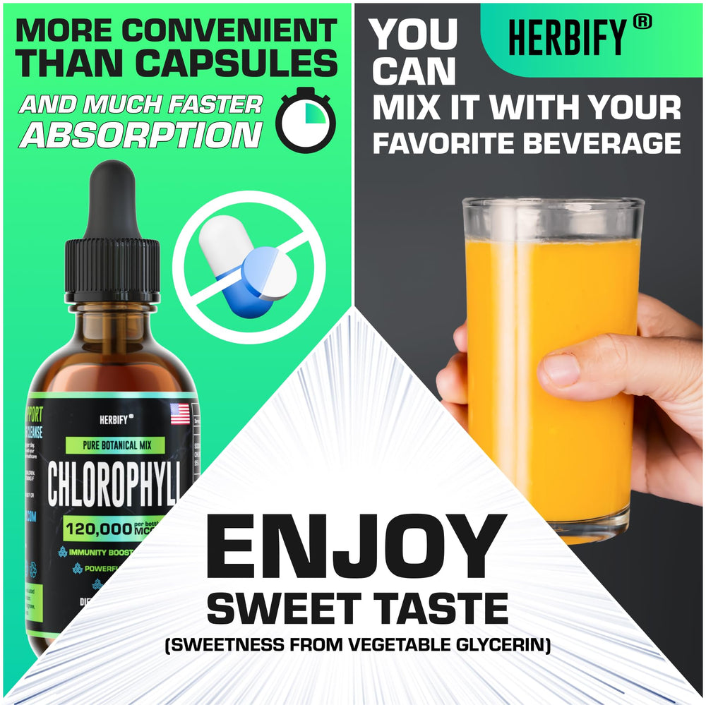 Made in USA Herbify Chlorophyll Drops packaging labeling