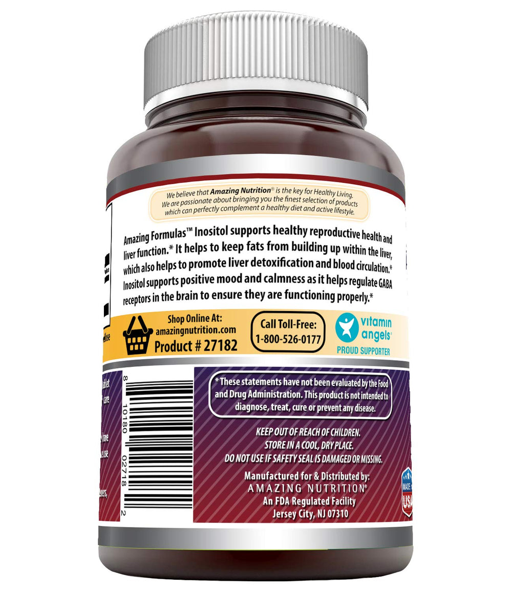 Made in USA label on Inositol 1000mg supplement package