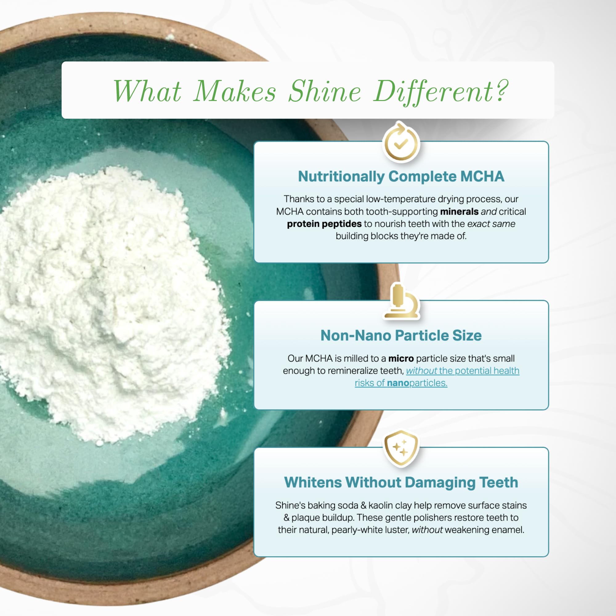 Made in the USA label on Shine Tooth Powder packaging