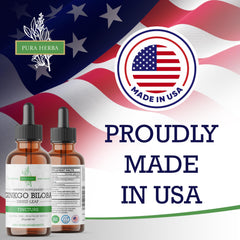 Made in USA label on Pura Herba Ginkgo Biloba Liquid Extract bottle