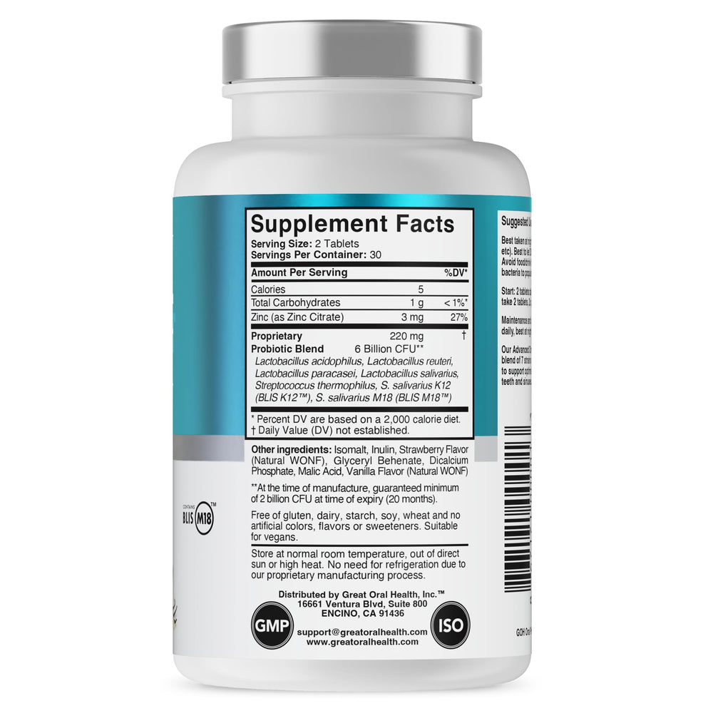 Made in the USA dental probiotic product packaging