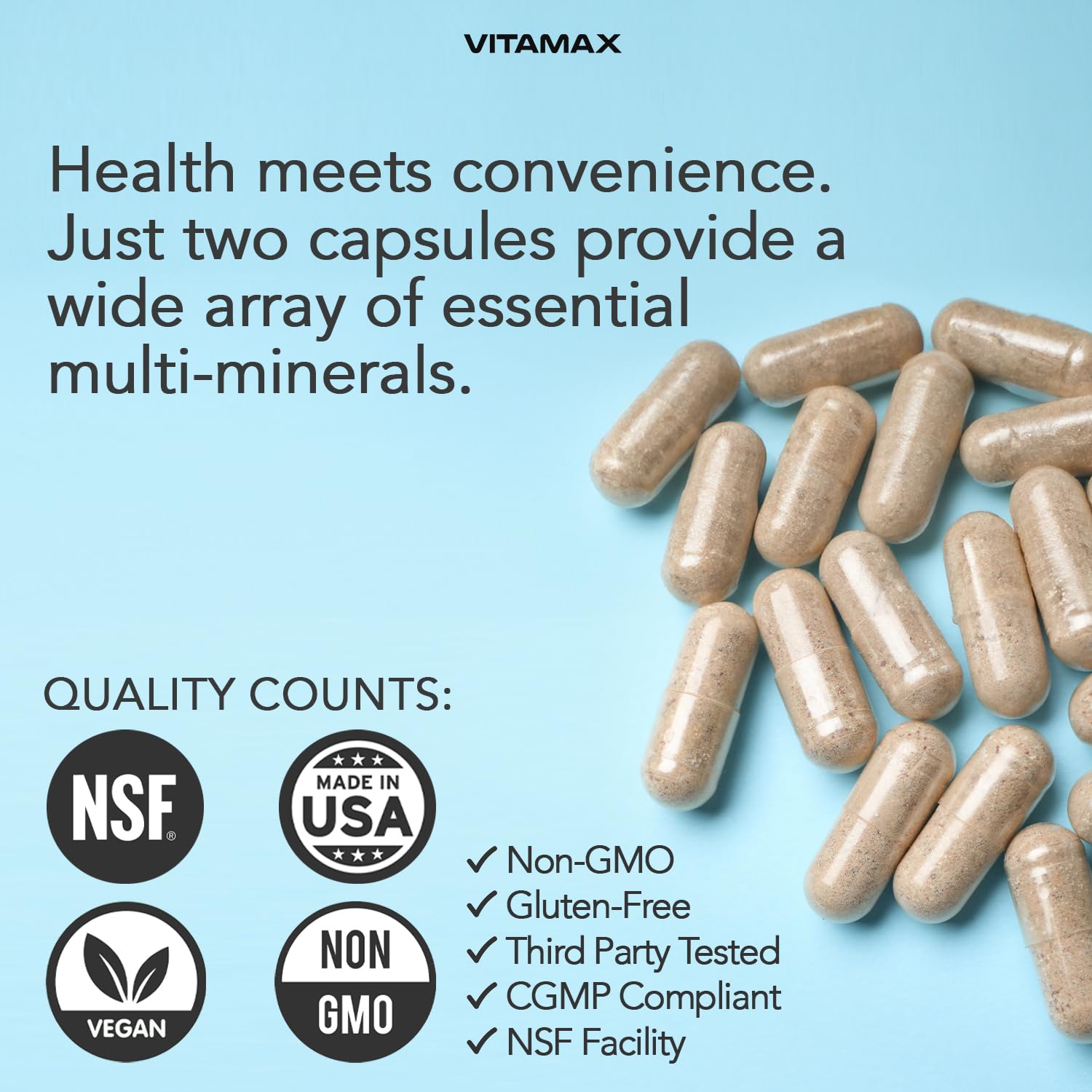 Packaging image for USA-made mineral supplement capsules