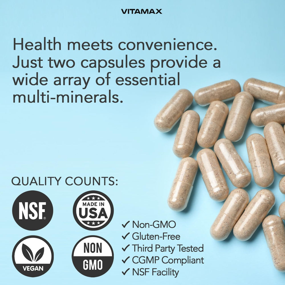 Packaging image for USA-made mineral supplement capsules