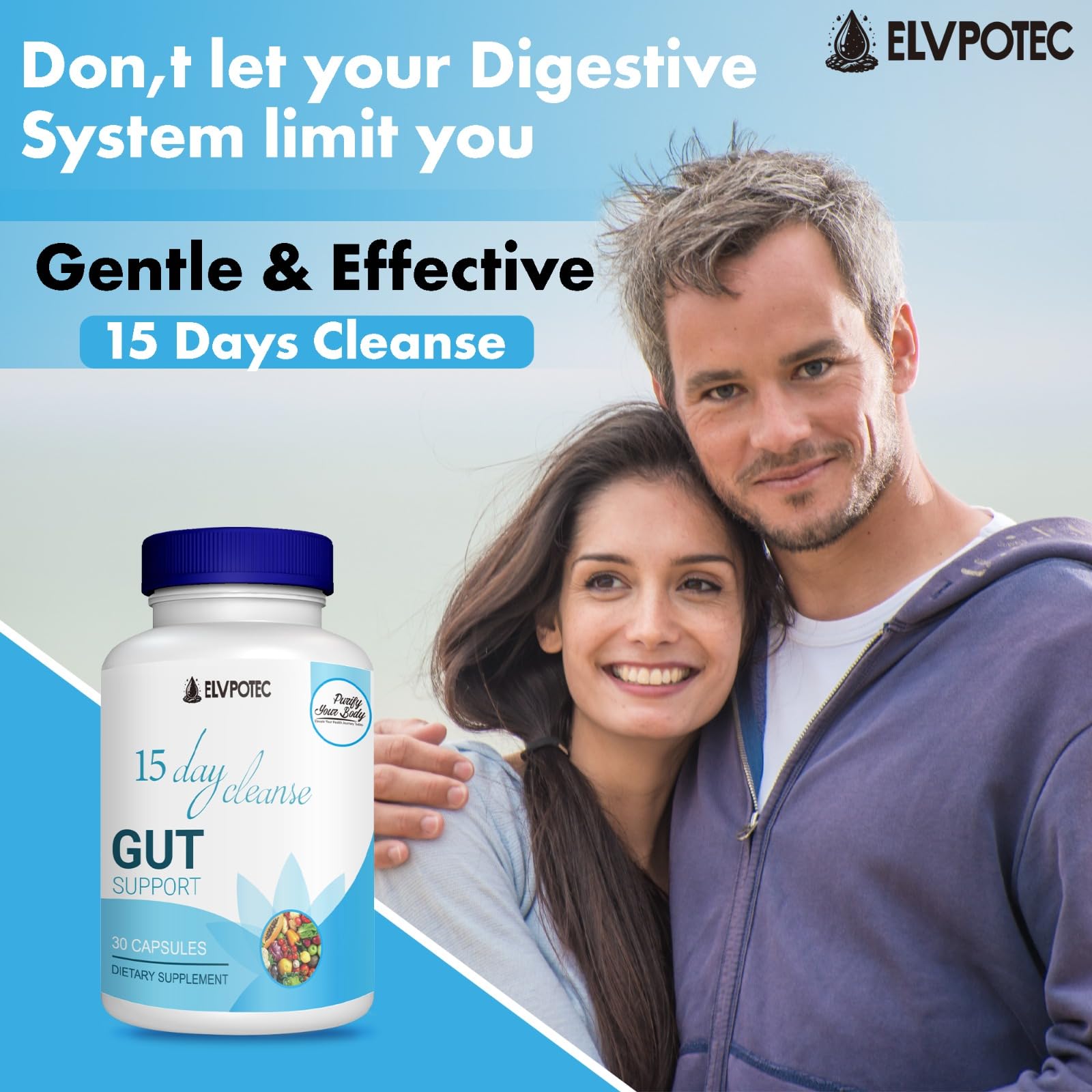 Made in USA packaging for ELVPOTEC 15 Day Cleanse