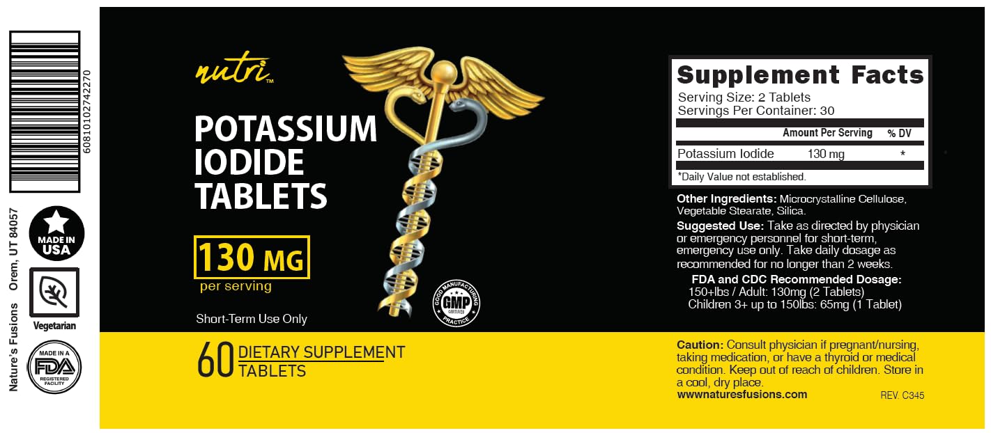 Made in USA label on potassium iodide emergency prep bottle