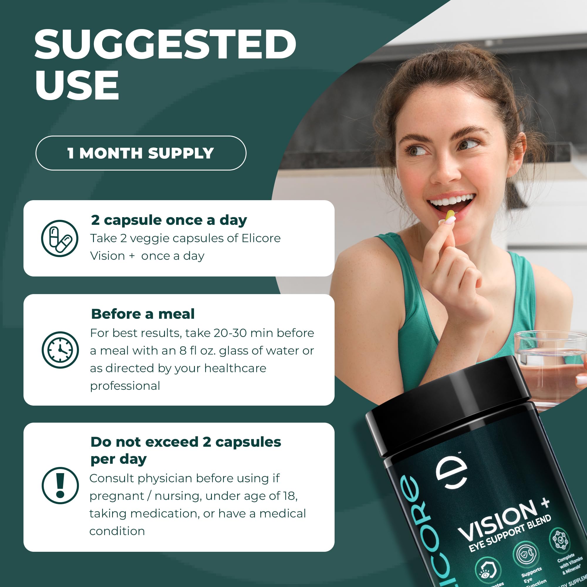 Made in USA label on Vision+ Eye Support Blend bottle