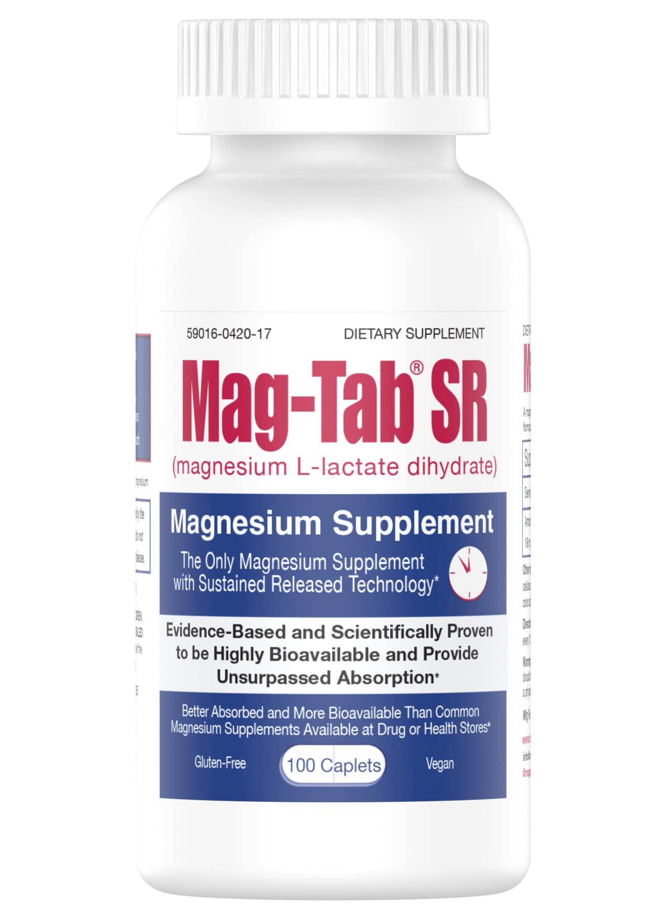 Mag-Tab SR extended-release magnesium lactate bottle front
