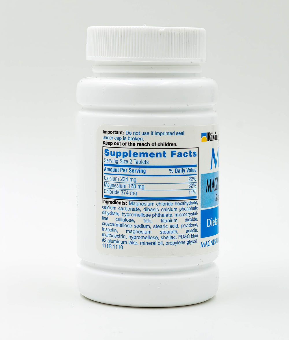 Mag64 Magnesium Chloride with Calcium Tablets label close-up