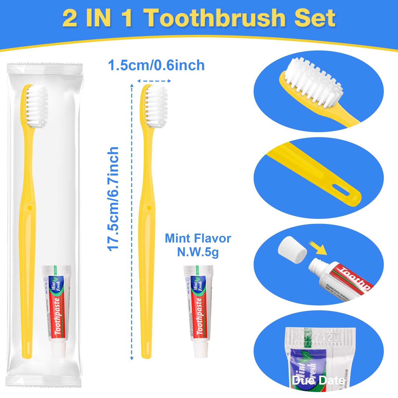 Close-up of MAGDIY disposable toothbrush with mint toothpaste