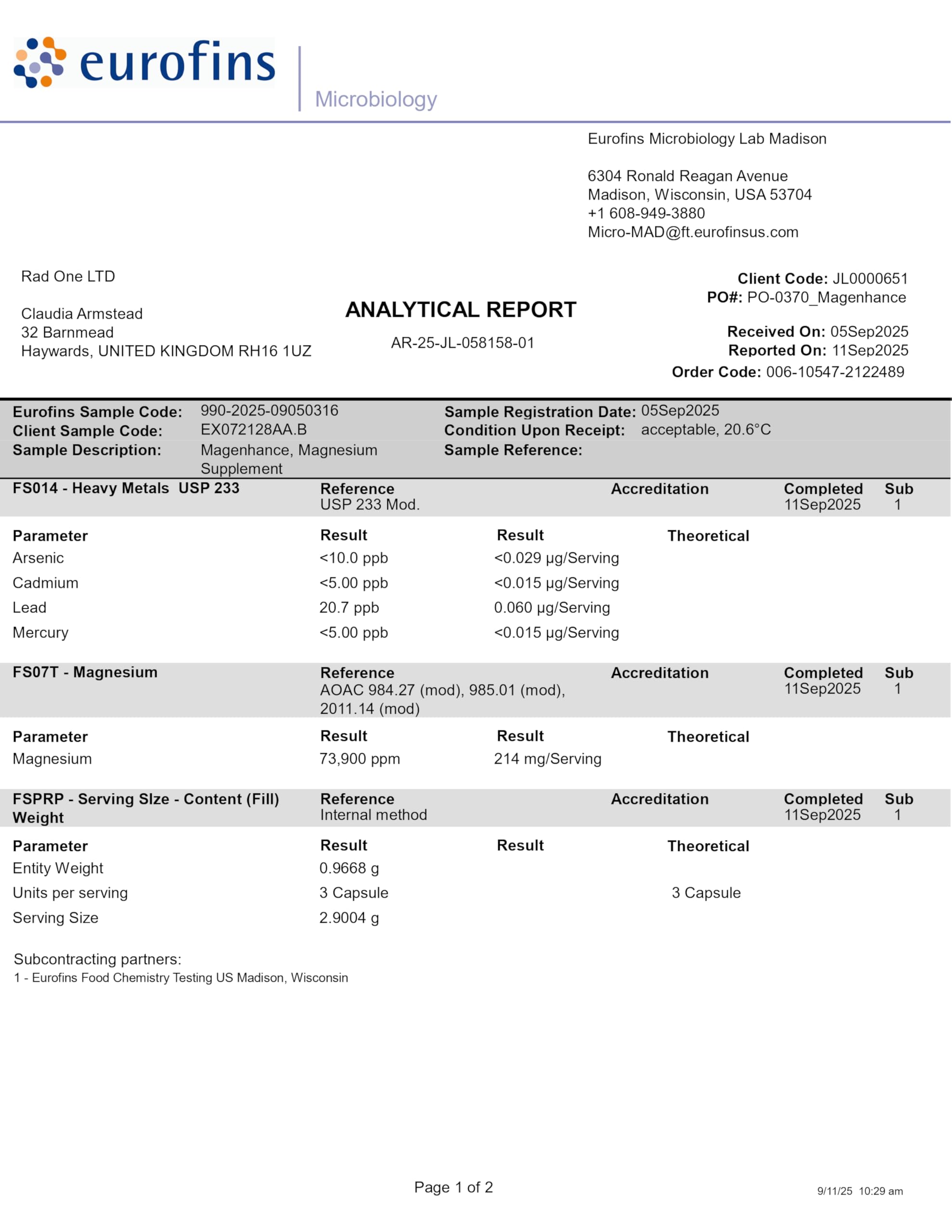 Independent third-party testing certificate