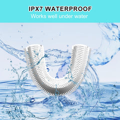 U-shaped brush head installed on compatible sonic toothbrush