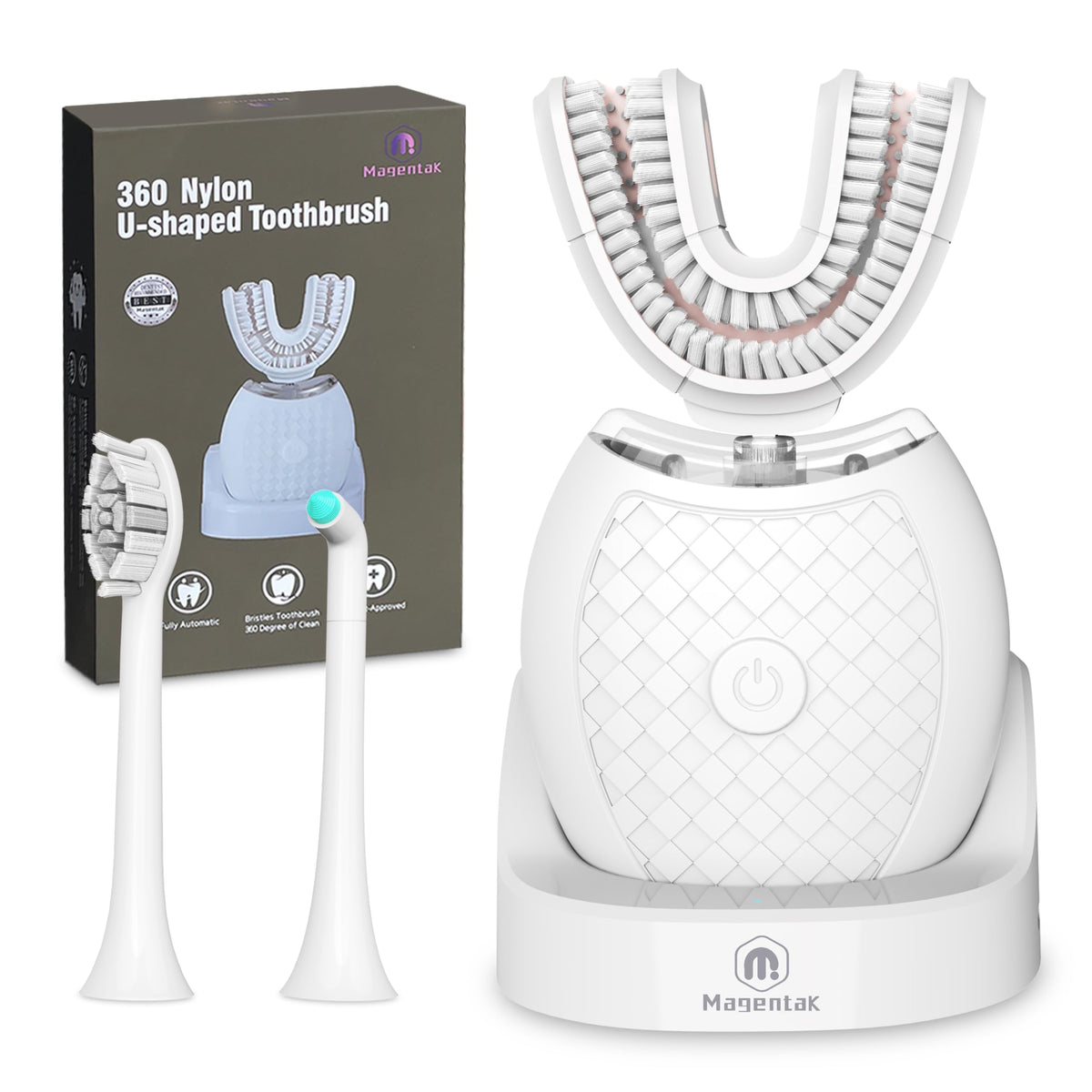 Front view of Magentak Electric U Shaped Toothbrush for adults