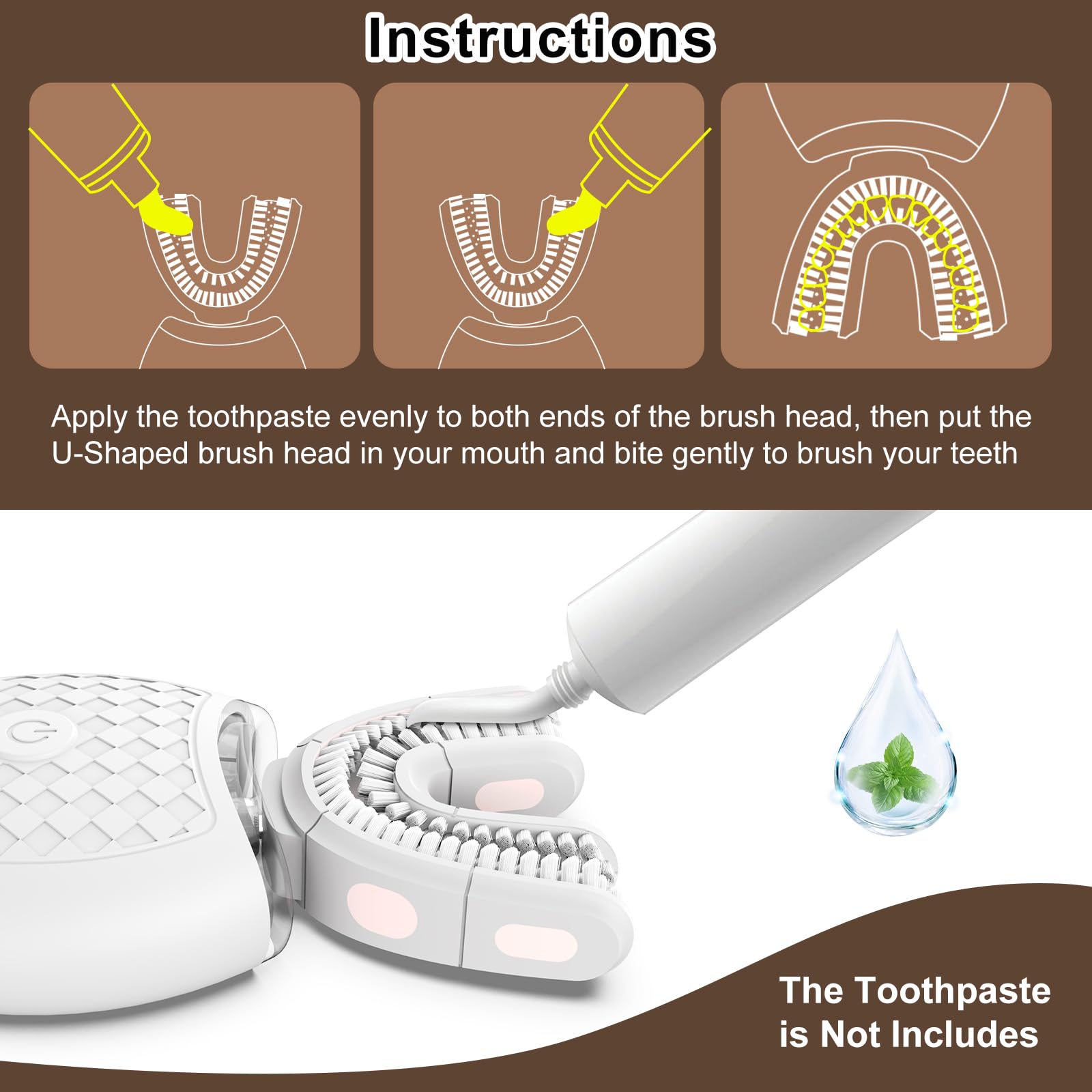 Product detailing highlighting 360° cleaning and sonic vibrations