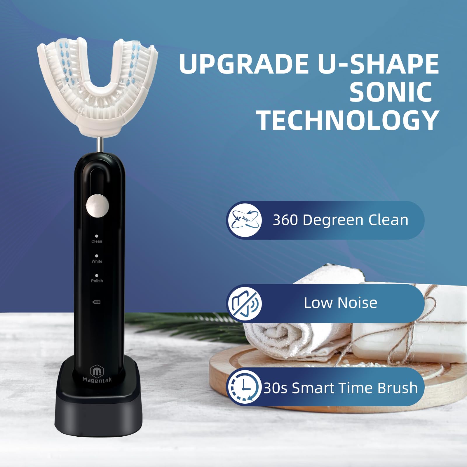 Wireless charging base for Magentak U shaped electric toothbrush