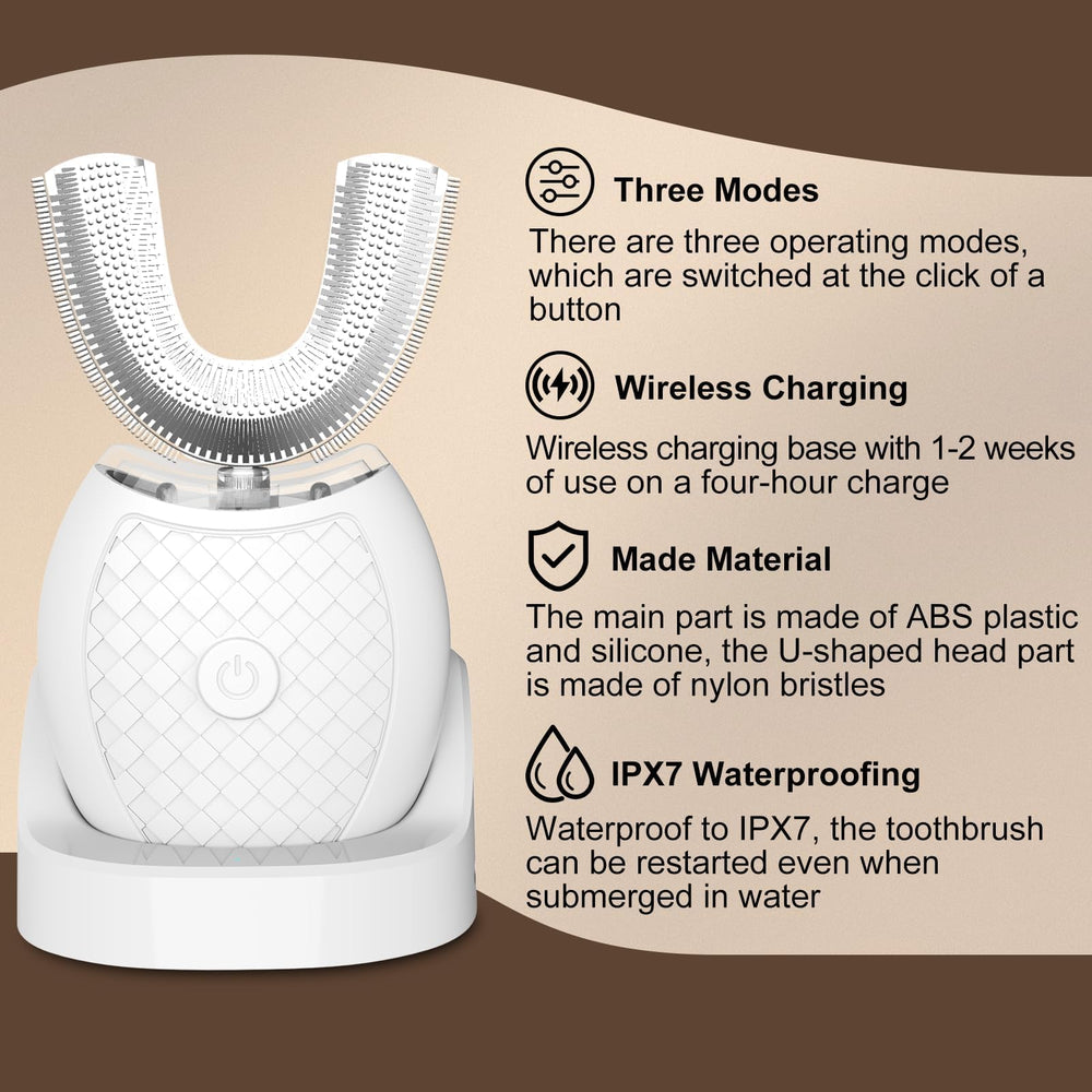 Magentak U Shaped Electric Toothbrush for Adults – Side view in White
