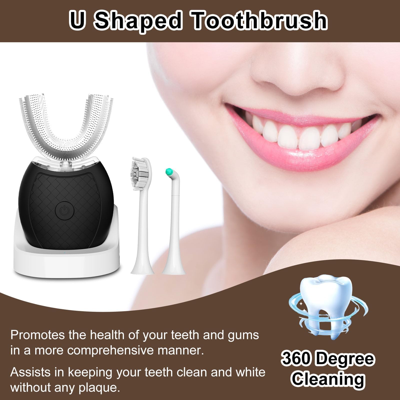 Regular brush head included for Magentak toothbrush