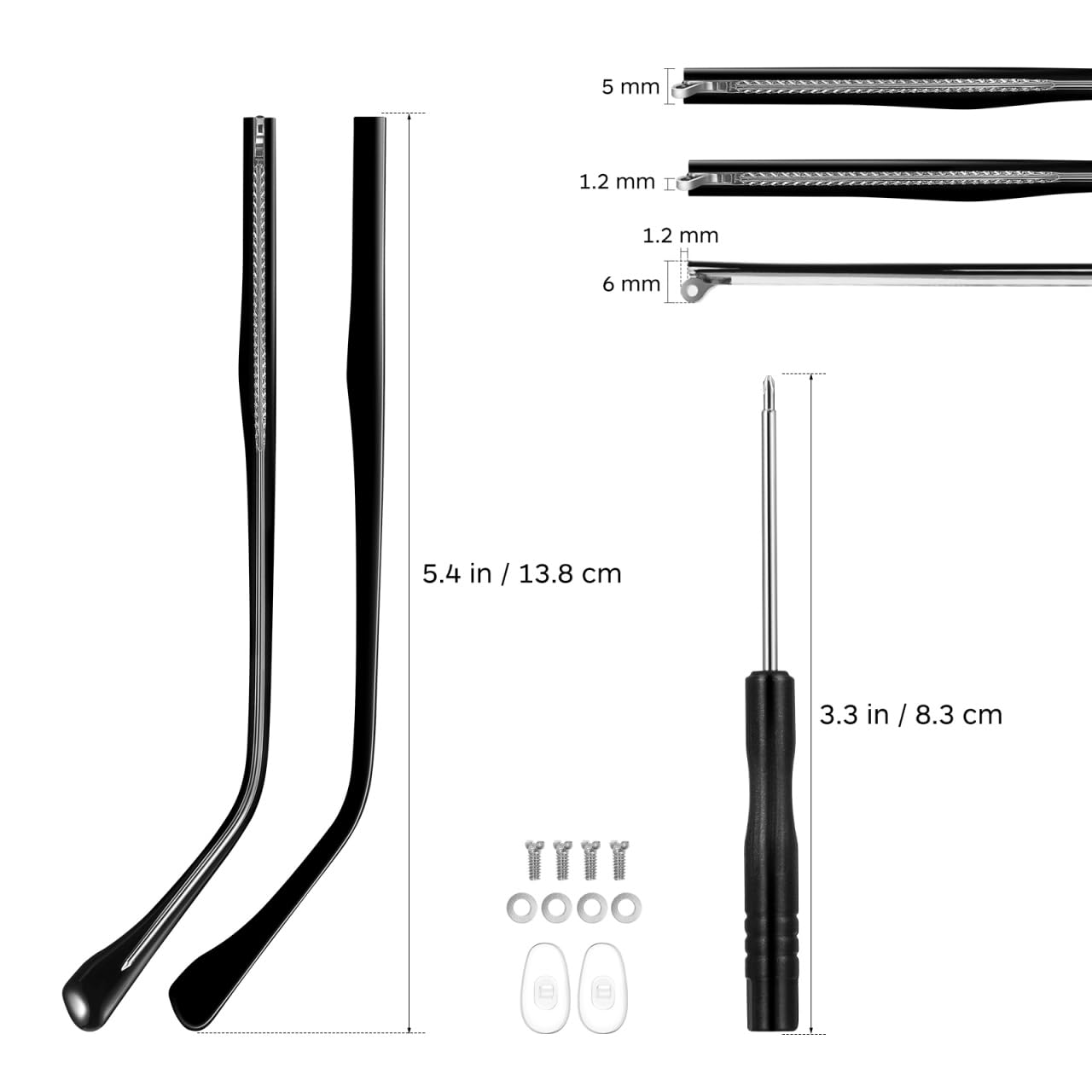 MAGICLULU replacement arm for eyeglasses - black metal temple arm - image 02