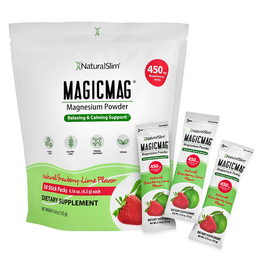 MagicMag Strawberry Lime Magnesium Packets front view of 30-stick box