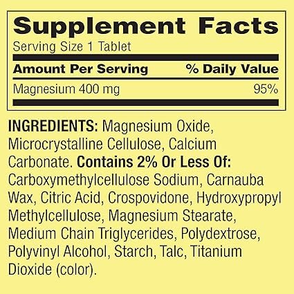 Close-up of magnesium tablets 400 mg