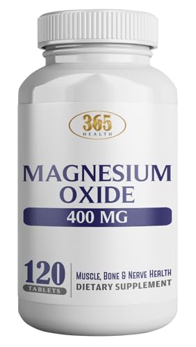 Close-up of supplement facts showing 400mg magnesium oxide per serving