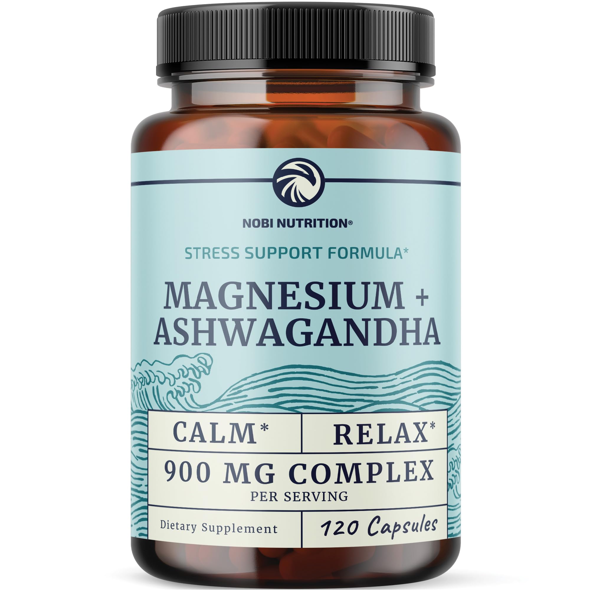 Magnesium Ashwagandha bottle with 120 count capsules