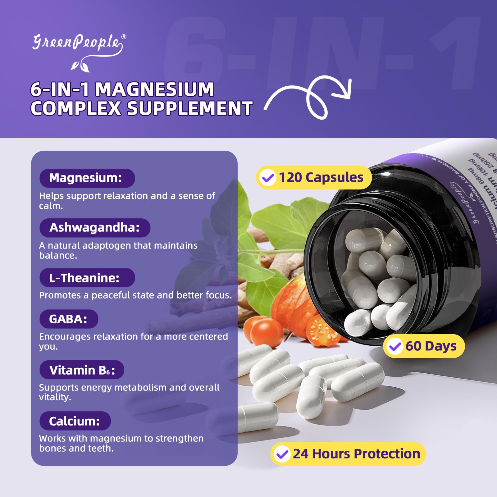 Product bottle with label - Magnesium Glycinate & Ashwagandha 120 count