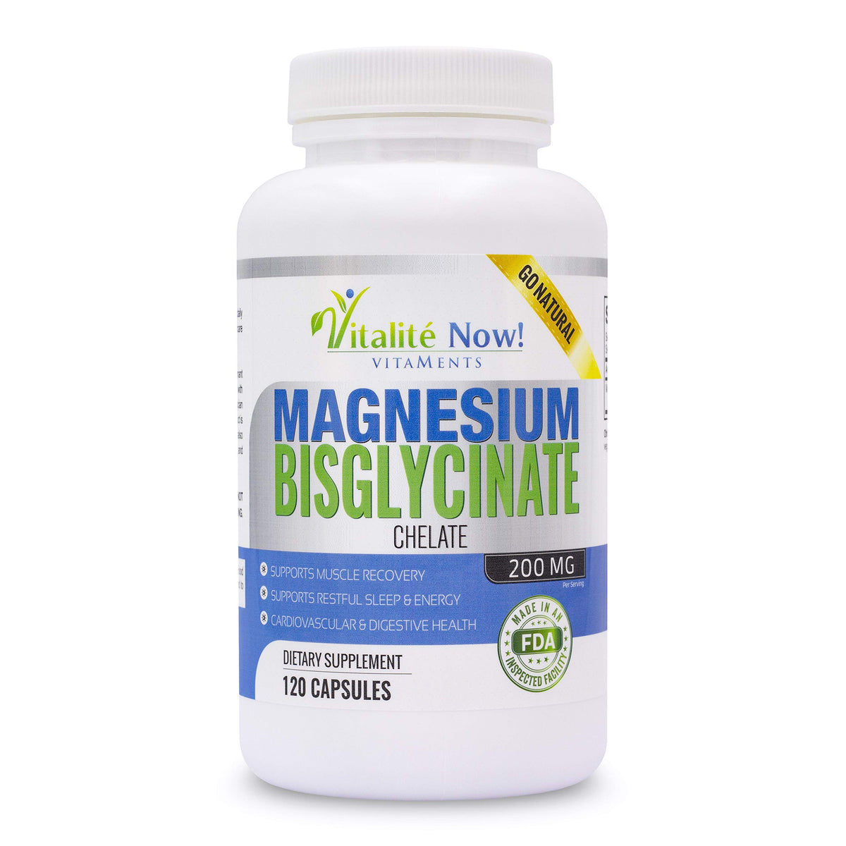 Magnesium Bisglycinate 200mg bottle