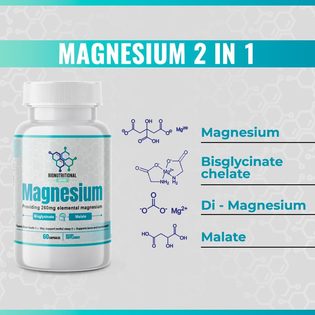 Magnesium bisglycinate malate supplement emphasizing energy support