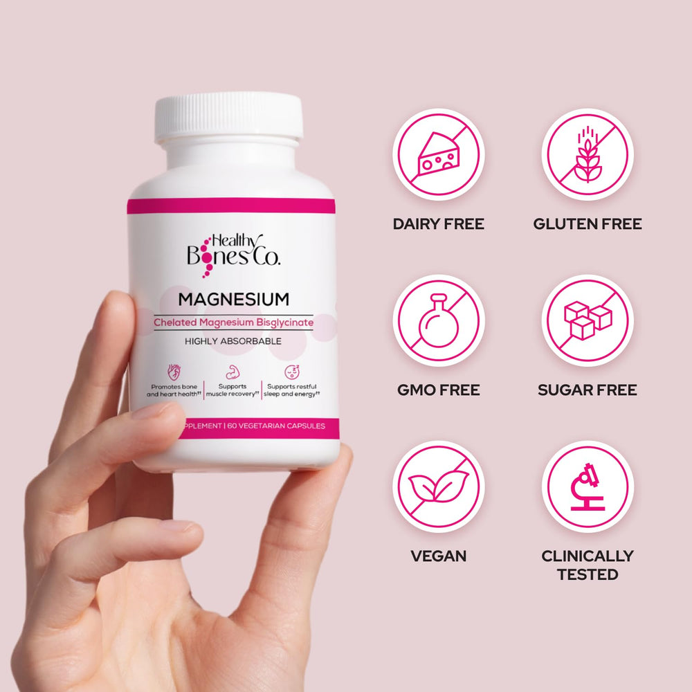 Non-GMO, gluten-free, dairy-free, sugar-free magnesium bisglycinate