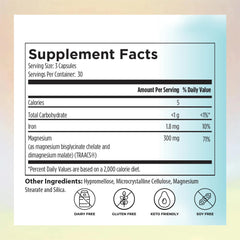Chelated magnesium bisglycinate capsules close-up