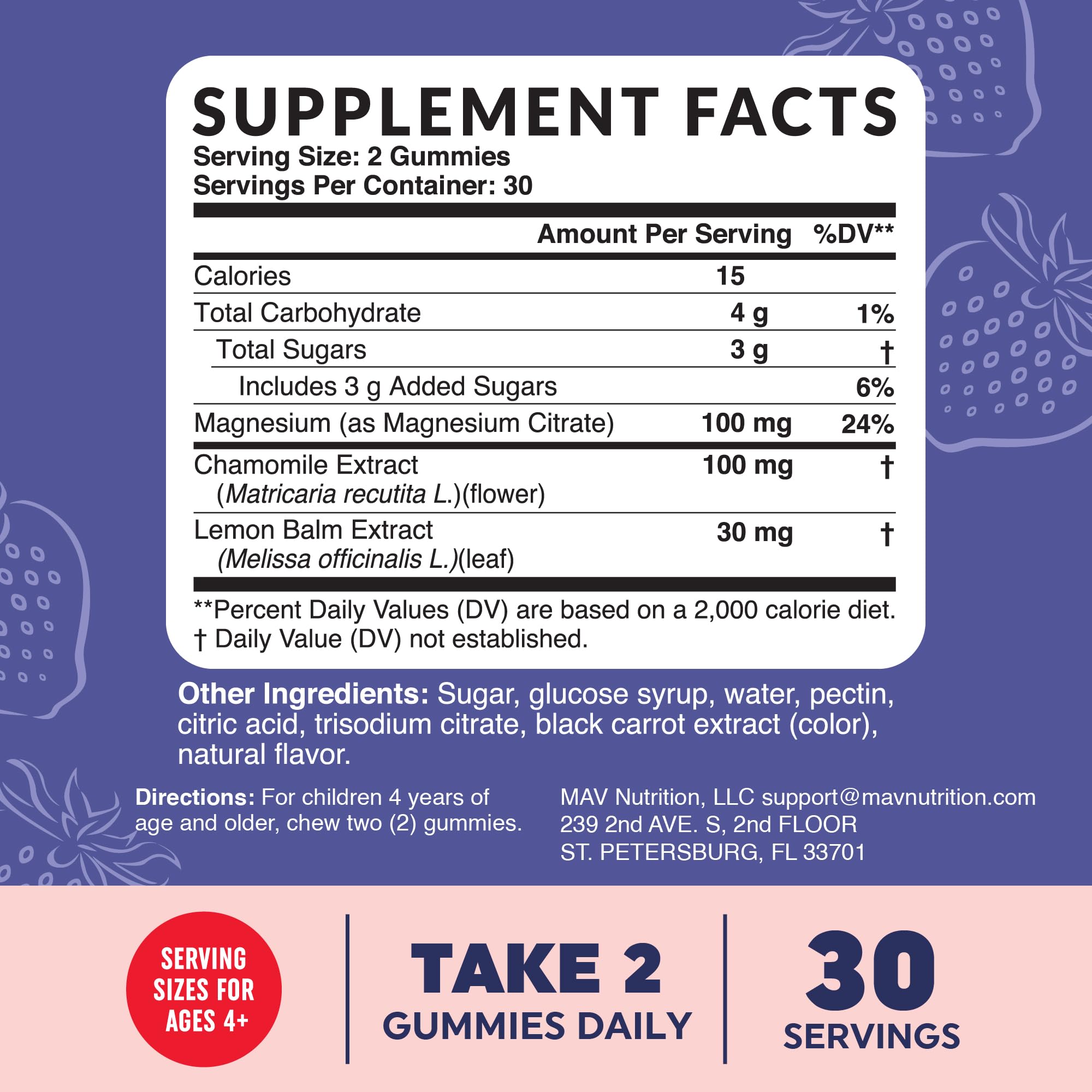 60-count bottle label of Calm Gummies for Kids