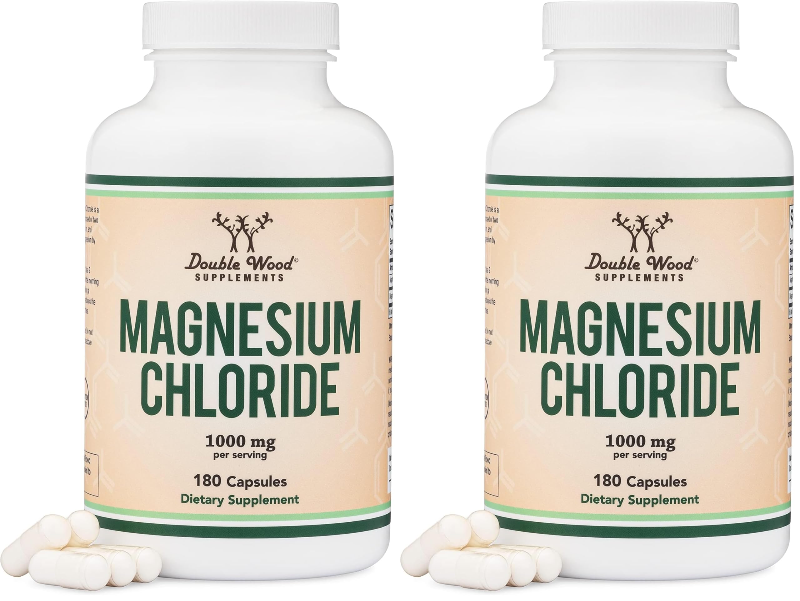 Double Wood Magnesium Chloride bottle with Non-GMO and Gluten Free labeling