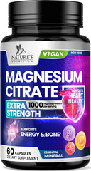 Bottle of Magnesium Citrate 1000mg with 60 capsules, USA-bottled
