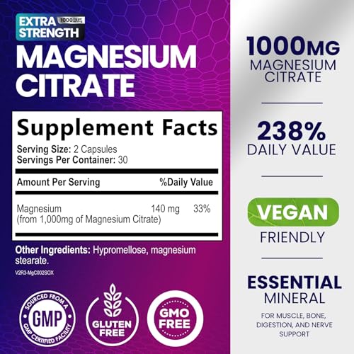 Close-up of Magnesium Citrate 1000mg capsules